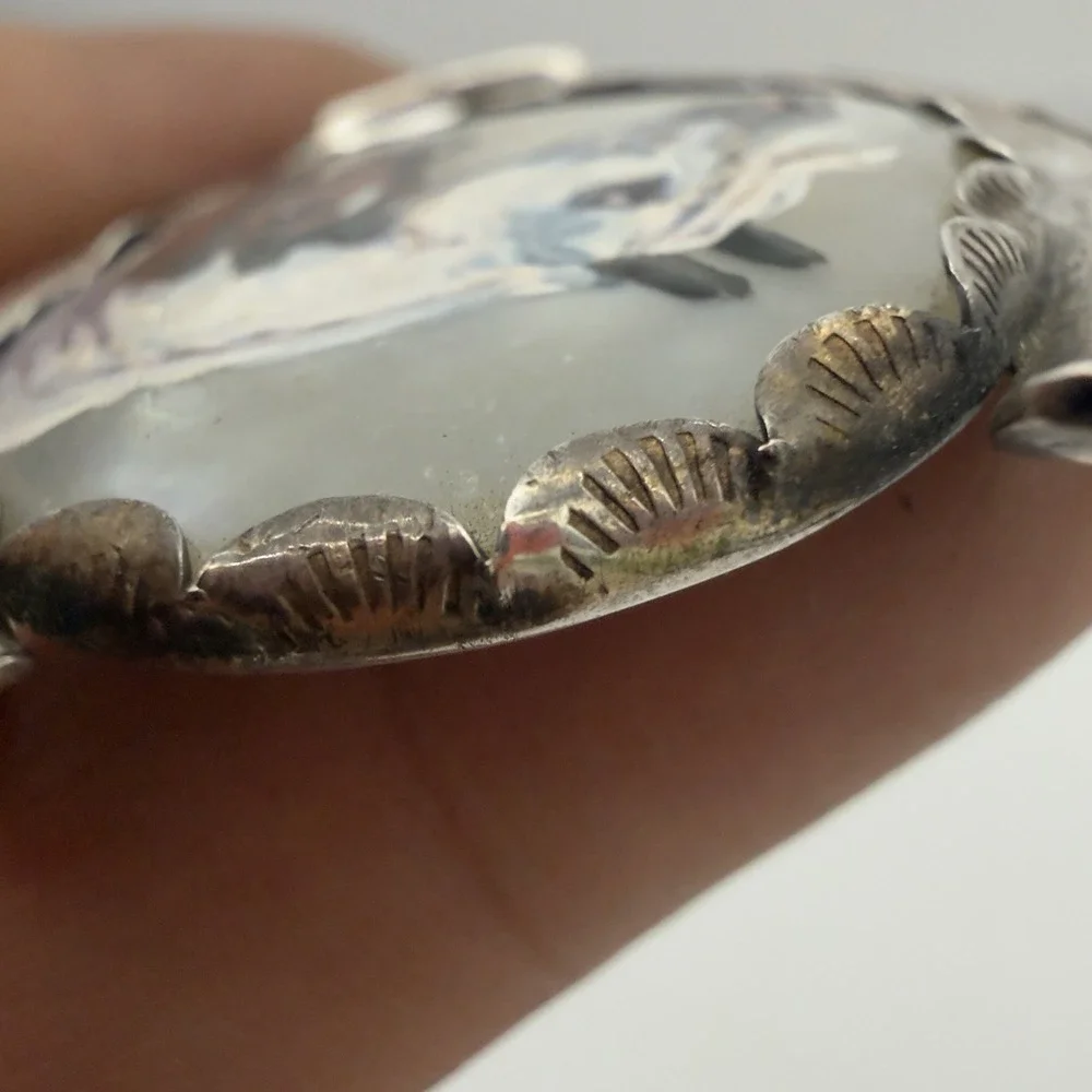 Antique Victorian Sterling Silver Pendant Converted Vesta Case Equestrian Read